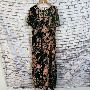 ModCloth Soirée Saunter Green Velvet Floral Maxi Dress Size XL NEW